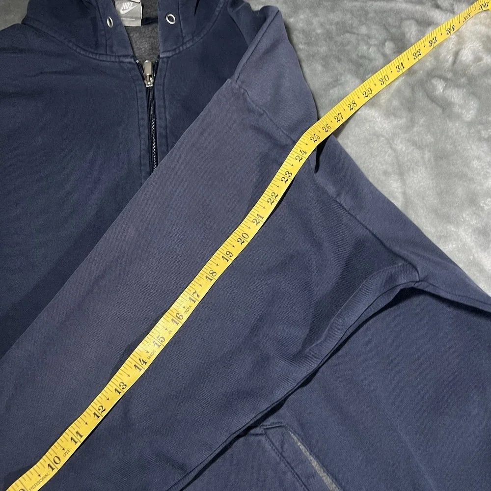Nike Hoodie Men Size XXL Zip Up Navy Blue Faded Silver Tab Grunge Faded